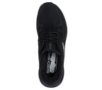 Top view of Skechers Glide-Step Pro women’s black sneakers showing Air-Cooled Memory Foam insole and Slip-ins logo.