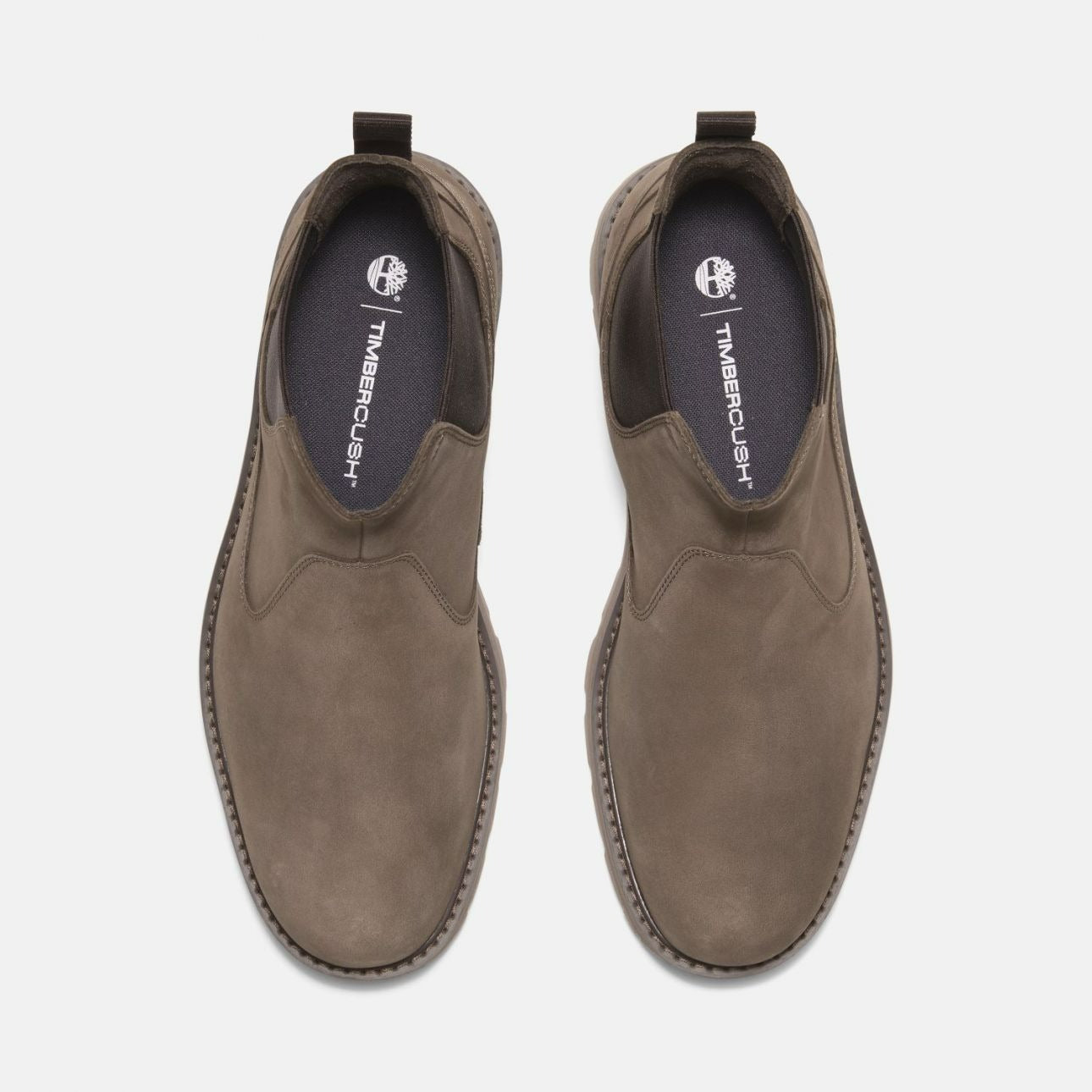 Timberland Britton Road Mid Chelsea dark brown men’s boots top angle showing TimberCush insole
