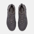 Timberland GS Motion grey men’s hiking boots top angle showing laces and brandin