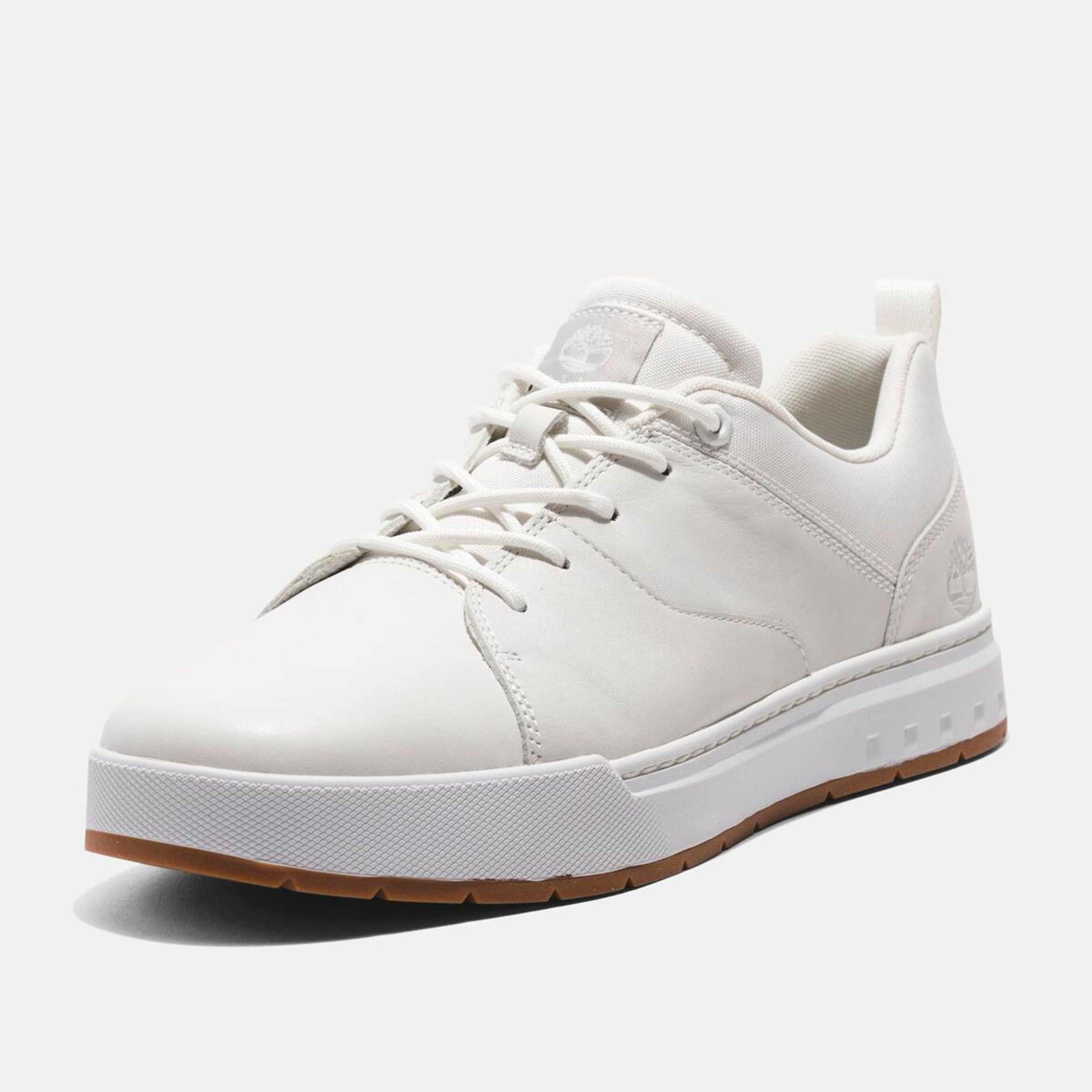 Timberland Maple Grove Leather Trainers white men’s trainers angled front view