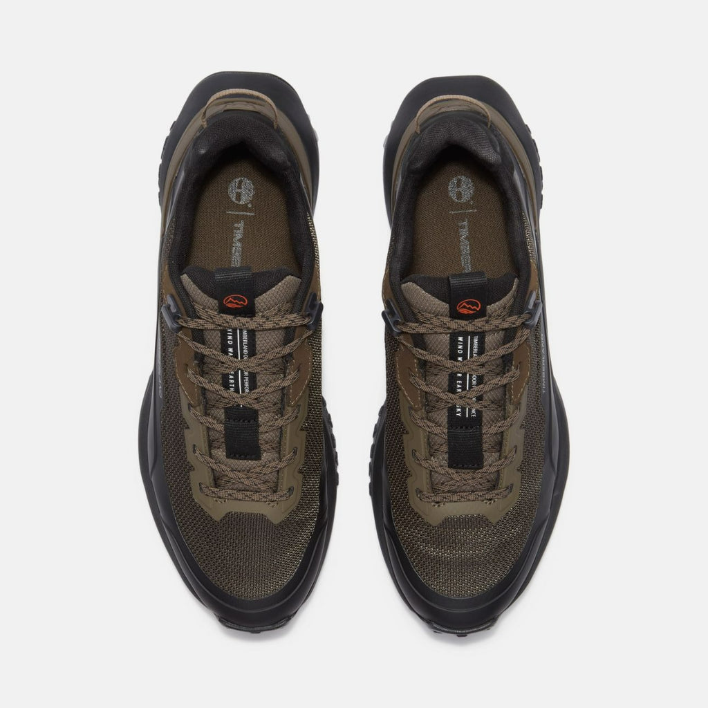 Timberland Motion Access dark brown men’s sneakers top angle showing TimberCush interior