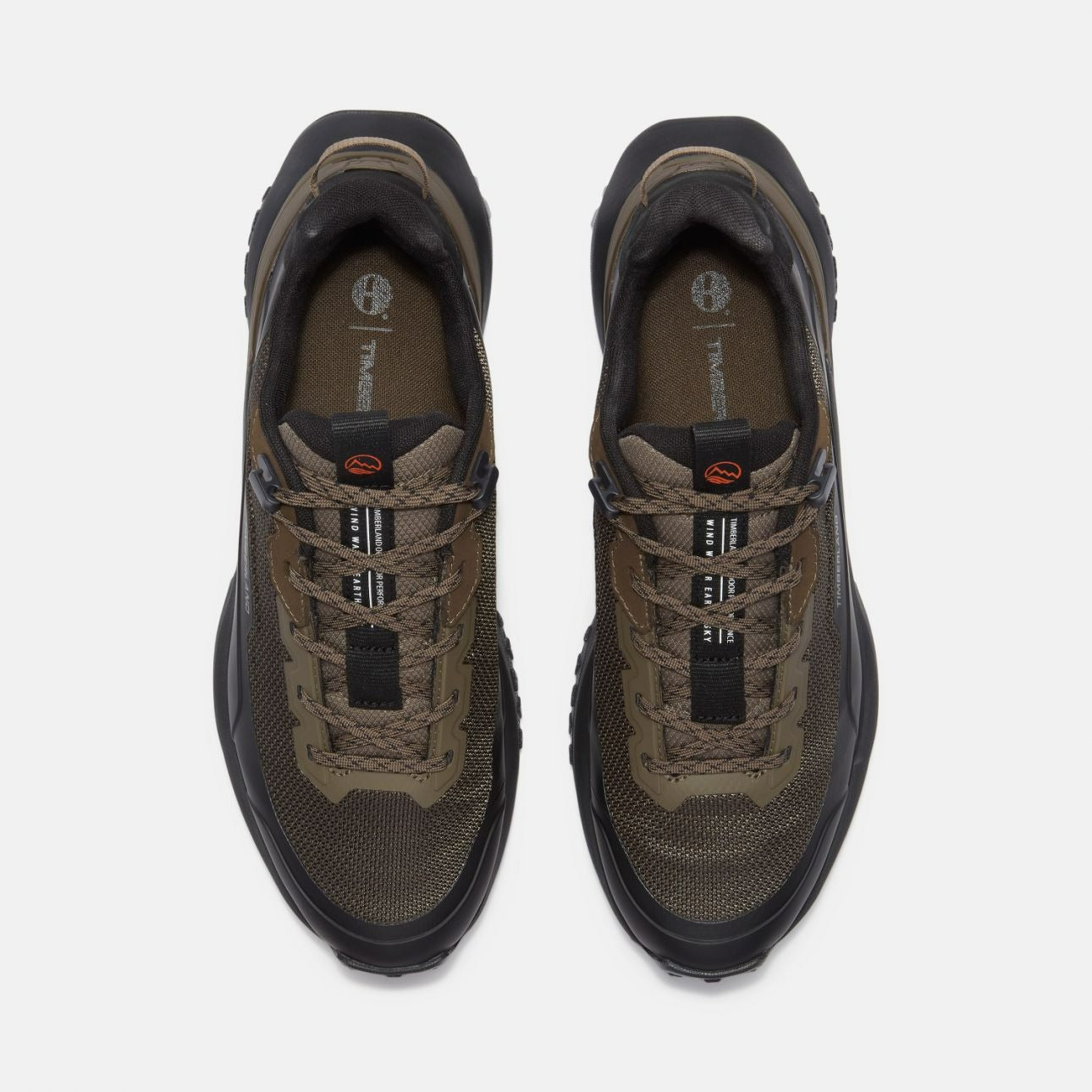 Timberland Motion Access dark brown men’s sneakers top angle showing TimberCush interior